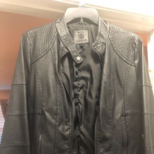 Max Jeans Black Vegan Leather Coat